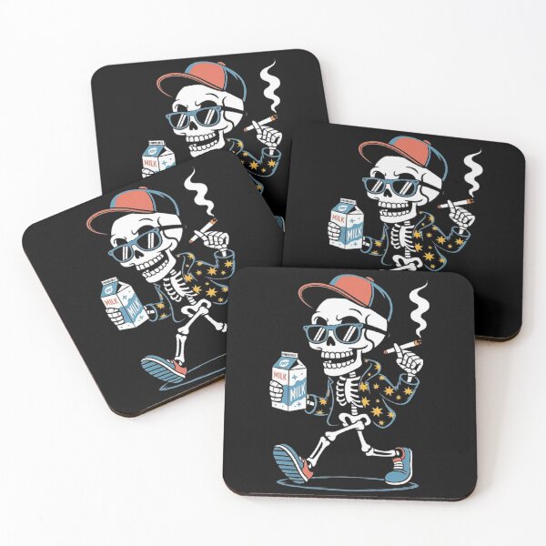 Item preview,  Cool Skeleton Smoking and Drinking Milk - Retro Hipster Funny Art designed and sold by love3617.