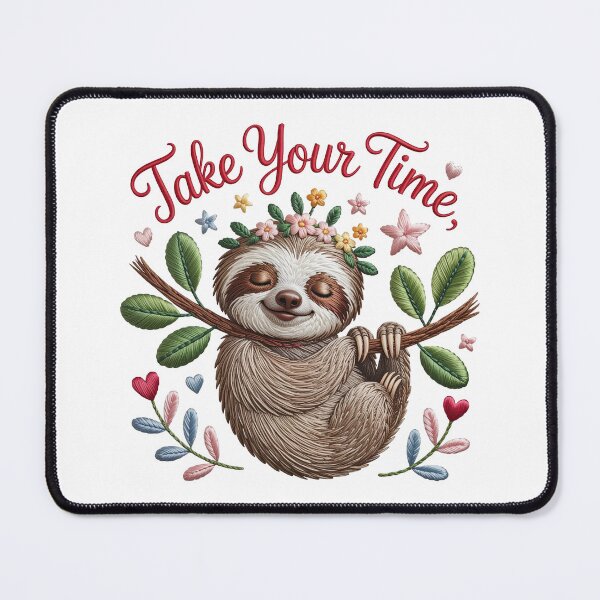 Item preview, Take Your Time – Cute Embroidered Baby Sloth Pastel T-Shirt Design designed and sold by HAFIZ-DP.