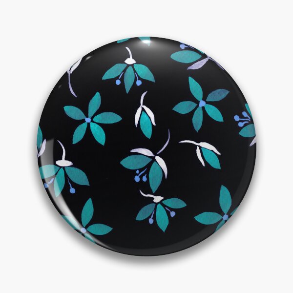 Item preview, Turquoise Flowers On On Dark Background Watercolor Pattern by Irina Sztukowski designed and sold by Irina Sztukowski.