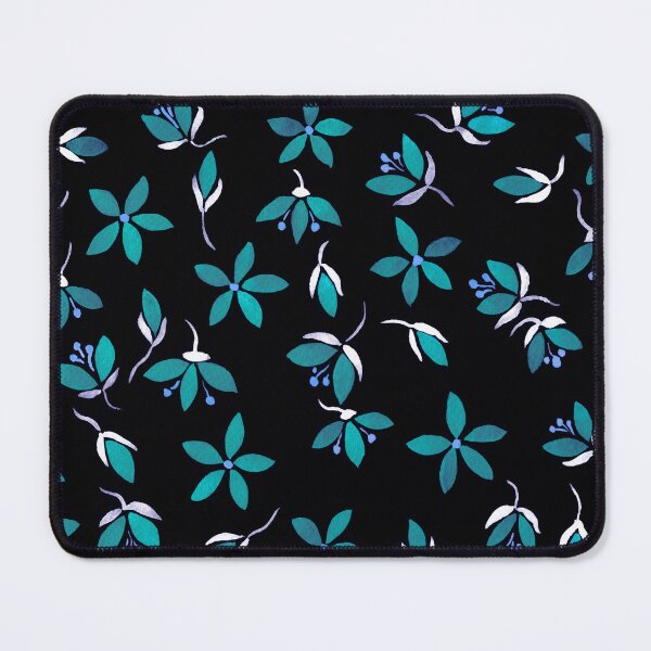 Item preview, Turquoise Flowers On On Dark Background Watercolor Pattern by Irina Sztukowski designed and sold by Irina Sztukowski.