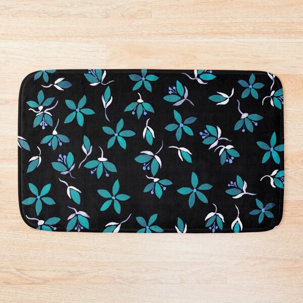 Item preview, Turquoise Flowers On On Dark Background Watercolor Pattern by Irina Sztukowski designed and sold by Irina Sztukowski.
