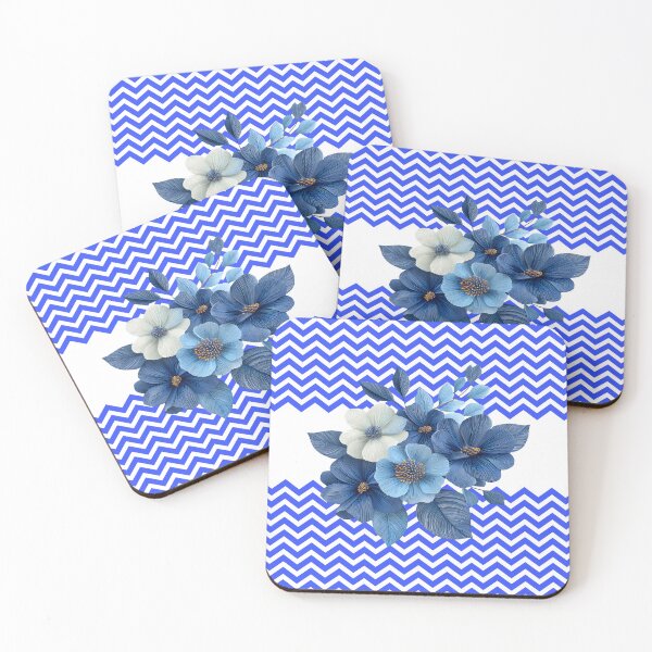 Item preview, Bluer than Blue Collection - Blue Floral Chevron  designed and sold by Dailywalker22.