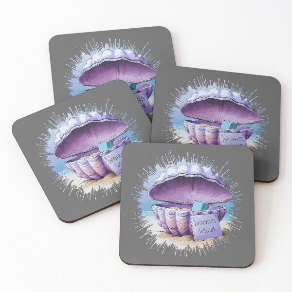 Item preview, Clam Up Club – Introvert Sea Shell Illustration with Book and Sign designed and sold by TestudoDesign.