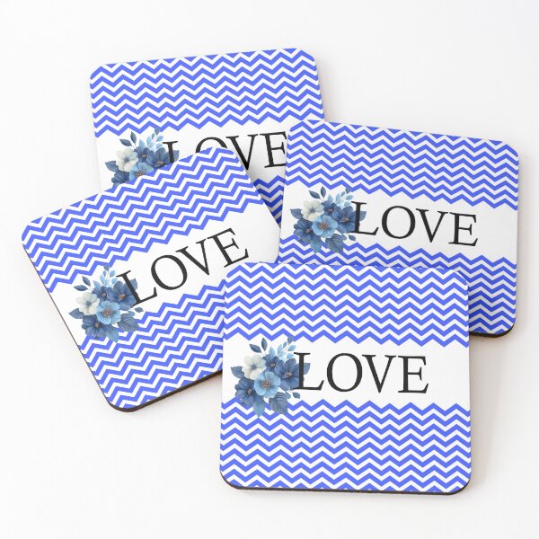 Item preview, Bluer than Blue Collection - LOVE Floral Blue chevron  designed and sold by Dailywalker22.