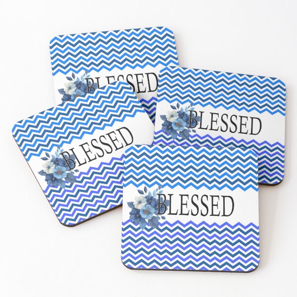 Item preview, Bluer than Blue Collection - BLESSED Floral Blue chevron  designed and sold by Dailywalker22.