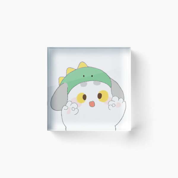 Item preview, Poonew the Chubby White Dog in Dinosaur Hat | Cute Dog Illustration designed and sold by Neiomi.
