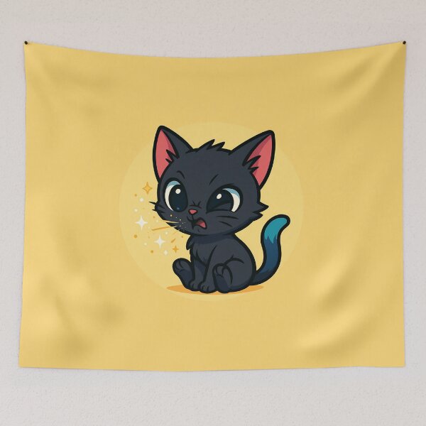 Item preview, Sneezing Black Kitten Sticker designed and sold by Yuliya Brush.