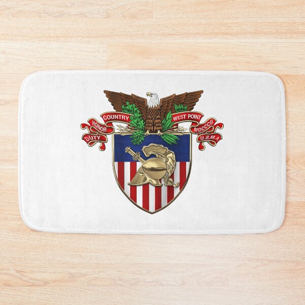 Item preview, U.S. Military Academy - USMA West Point Coat of Arms over White Leather designed and sold by Serge Averbukh Art Studio.