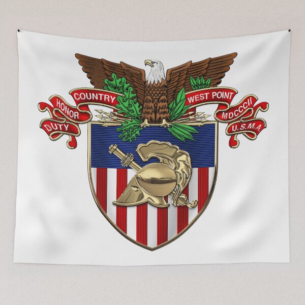 Item preview, U.S. Military Academy - USMA West Point Coat of Arms over White Leather designed and sold by Serge Averbukh Art Studio.