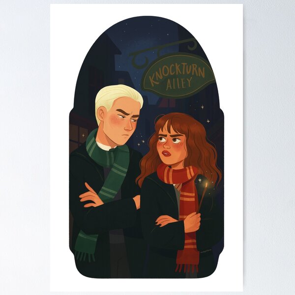 Item preview, Reluctant Love in Knockturn Alley – Dramione Fan Art Illustration designed and sold by luckygirllib.