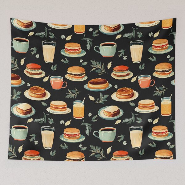 Item preview, Breakfast Food and Drinks Pattern | Retro Style designed and sold by UnhingedBird.