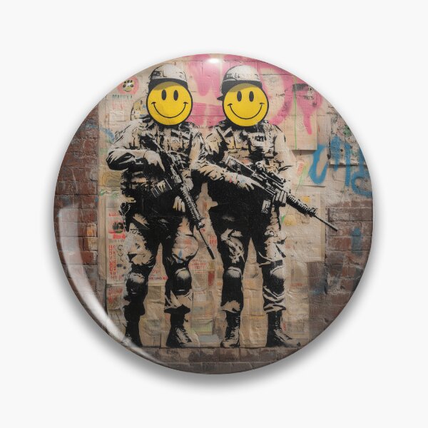 Item preview, Smiley Soldiers – Banksy Style Satirical Street Art designed and sold by CreatifStudios.