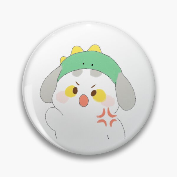 Item preview, Poonew the Angry Chubby White Dog in Dinosaur Hat | Funny Cute Dog Art designed and sold by Neiomi.