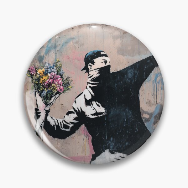 Item preview, The Flower Thrower – Banksy-Style Urban Art designed and sold by CreatifStudios.