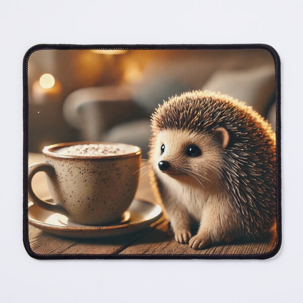 Item preview, Cozy Hedgehog with Coffee Mug designed and sold by Simon Widhopf.