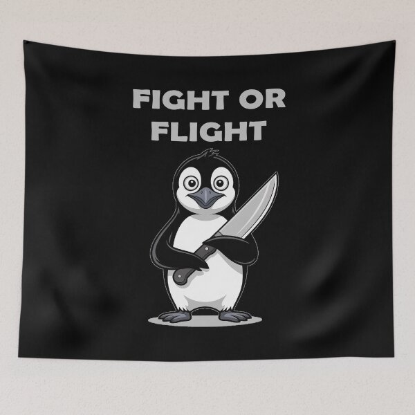 Item preview, fight or flight - meme penguin designed and sold by EnchantedOwl.