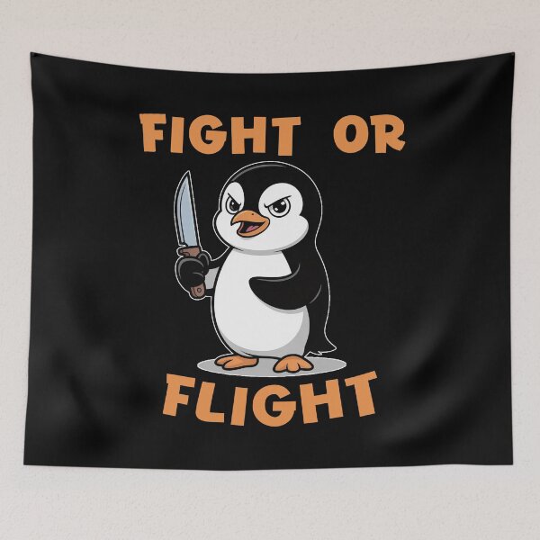 Item preview, Fight or flight - meme penguin designed and sold by EnchantedOwl.
