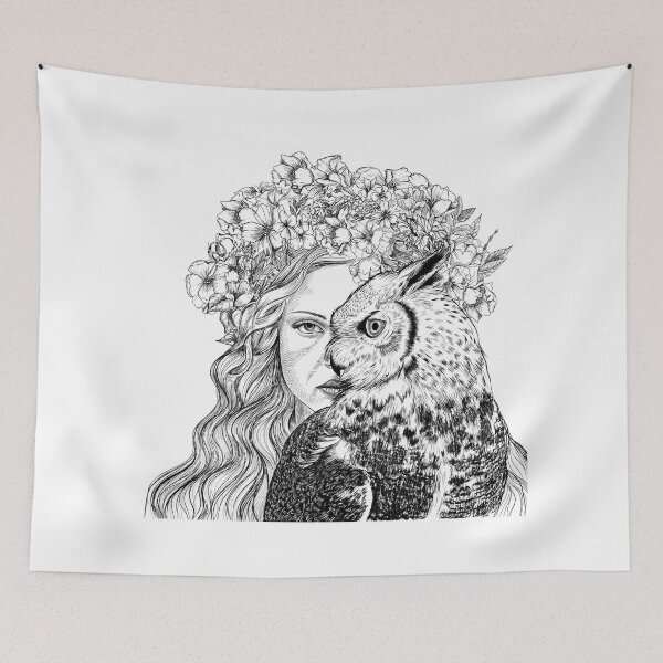 Item preview, Blodeuwedd Flower face  designed and sold by TraceyEvansArt.