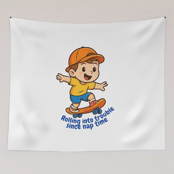 Item preview, Funny Skateboarding Kid – Rolling Into Trouble Since Nap Time Cartoon Design designed and sold by cahayaku.