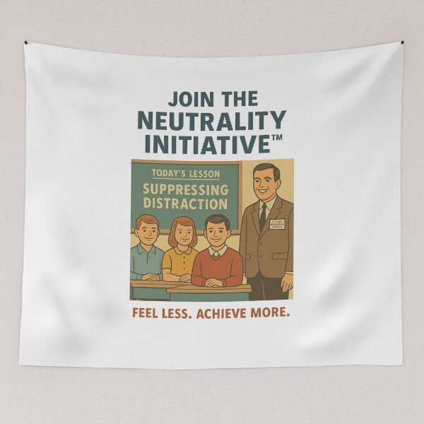 Item preview, Neutrality Initiative – Vintage Parody Poster About Emotional Control designed and sold by WeaveWhimsy.