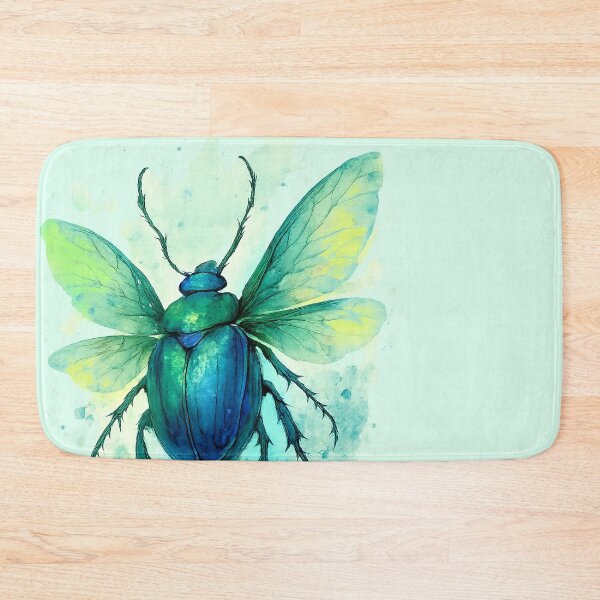 Item preview, Flying Fantasy Beetle – Watercolor Bug in Emerald Blue designed and sold by KOTOdesign.