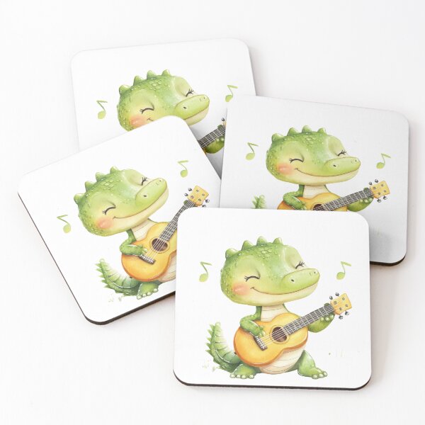 Item preview, Cute Watercolor Alligator Playing Guitar Clipart Illustration designed and sold by AchaRat.