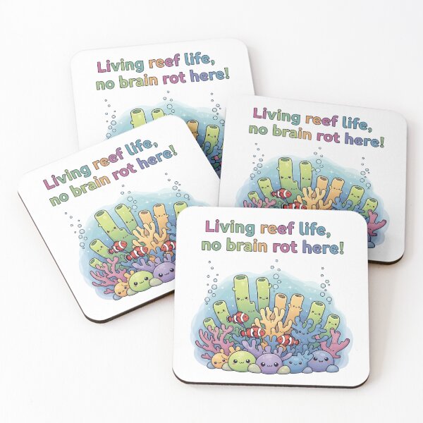 Item preview, Living Reef Life, No Brain Rot Here – Kawaii Affirmation Coral Digital Art designed and sold by AnnDesignStudio.
