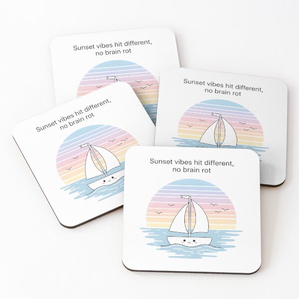 Item preview, Sunset Vibes Hit Different – Kawaii Sailboat Affirmation Ocean Art designed and sold by AnnDesignStudio.