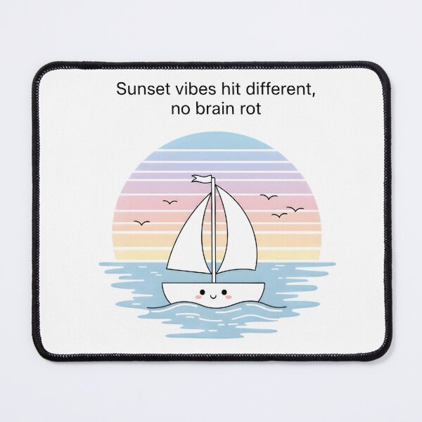 Item preview, Sunset Vibes Hit Different – Kawaii Sailboat Affirmation Ocean Art designed and sold by AnnDesignStudio.