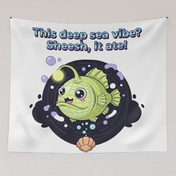 Item preview, This Deep Sea Vibe? Sheesh, It Ate! – Kawaii Anglerfish Meme Digital Art designed and sold by AnnDesignStudio.