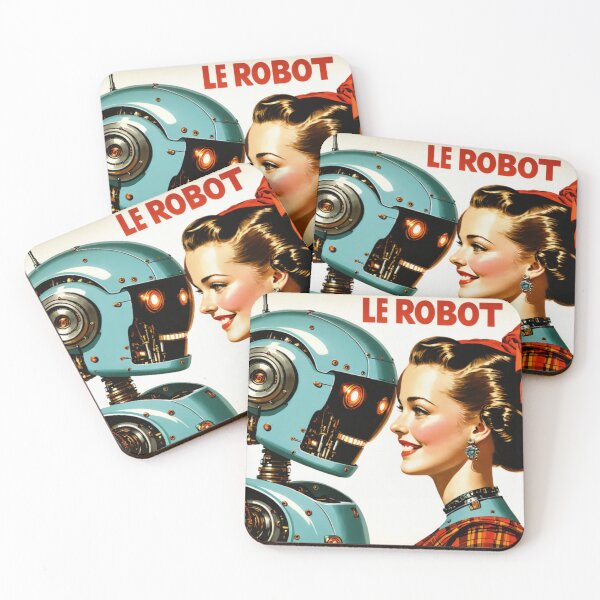 Item preview, Robot Love Art Illustrations Midcentury French Fusion designed and sold by NickWhittleArt.