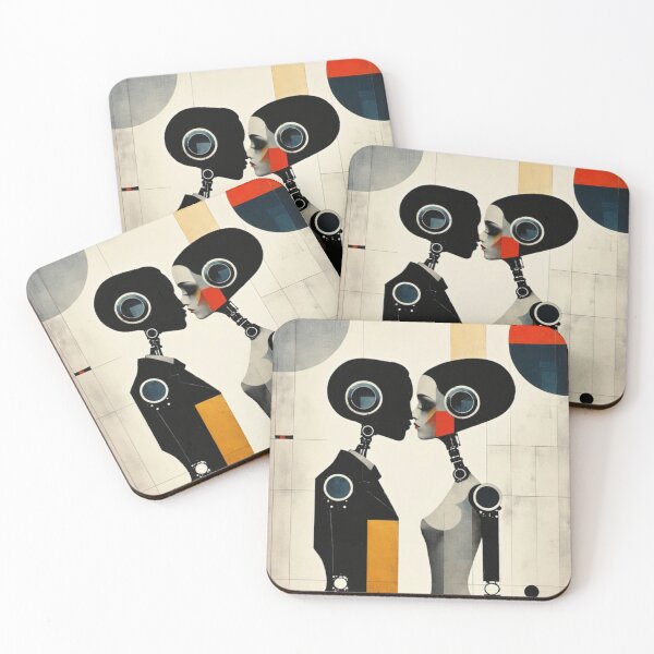 Item preview, Robot Love Art Illustrations Midcentury Romance designed and sold by NickWhittleArt.