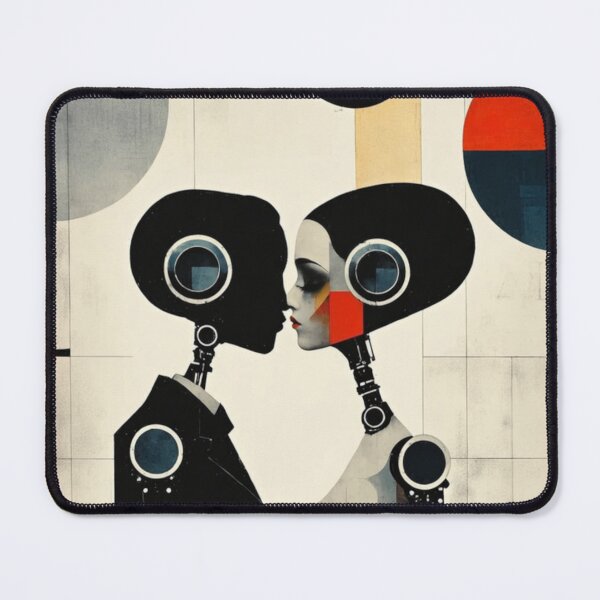 Item preview, Robot Love Art Illustrations Midcentury Romance designed and sold by NickWhittleArt.
