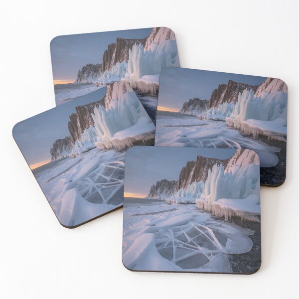 Item preview, Frozen sunrise with jagged ice-crystal cliffs designed and sold by SilentSpirits.