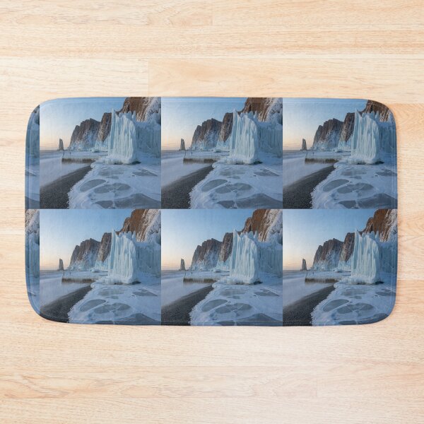Item preview, Jagged ice cliffs on a black pebble beach 2 designed and sold by SilentSpirits.