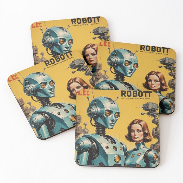 Item preview, Robot Love Art Illustrations Midcentury 1950s Romance designed and sold by NickWhittleArt.