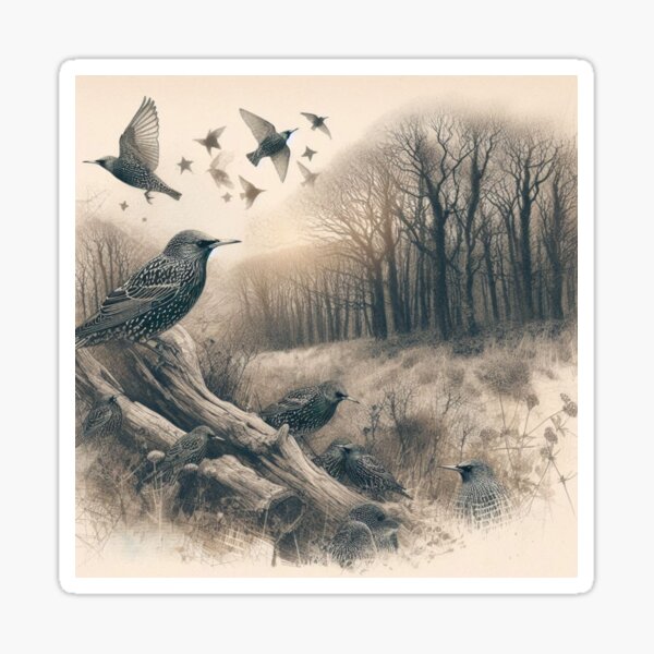 Item preview, Starlings in the Whispering Forest designed and sold by ChirpInc.