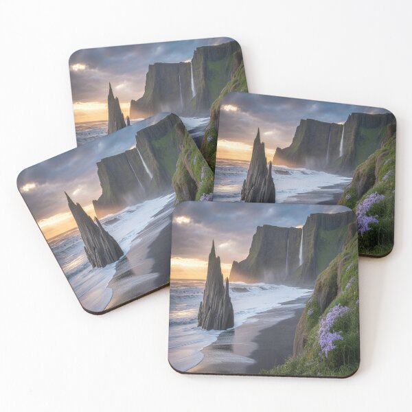 Item preview, Dramatic seascape of a forgotten black sand shore designed and sold by SilentSpirits.