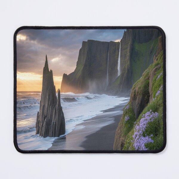 Item preview, Dramatic seascape of a forgotten black sand shore designed and sold by SilentSpirits.