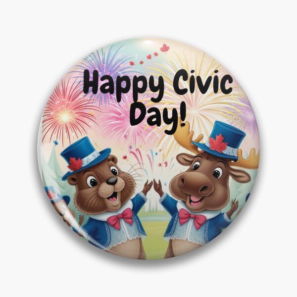 Item preview, Happy Civic Day Canada | Cute Beaver and Moose Fireworks Celebration designed and sold by InspiredCreatives.