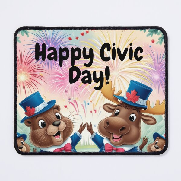 Item preview, Happy Civic Day Canada | Cute Beaver and Moose Fireworks Celebration designed and sold by InspiredCreatives.