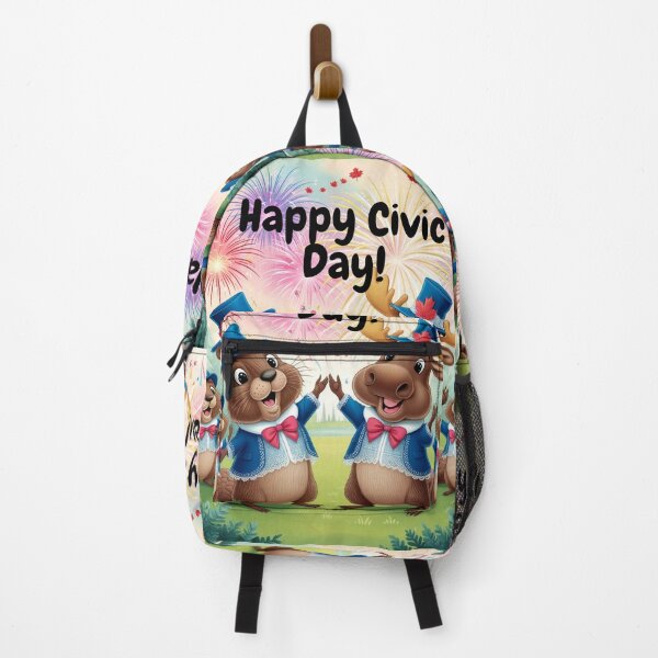 Item preview, Happy Civic Day Canada | Cute Beaver and Moose Fireworks Celebration designed and sold by InspiredCreatives.