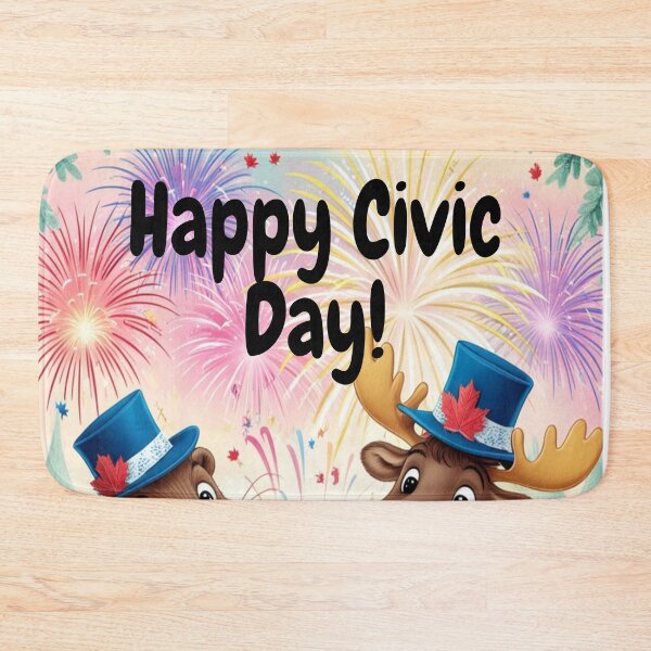 Item preview, Happy Civic Day Canada | Cute Beaver and Moose Fireworks Celebration designed and sold by InspiredCreatives.