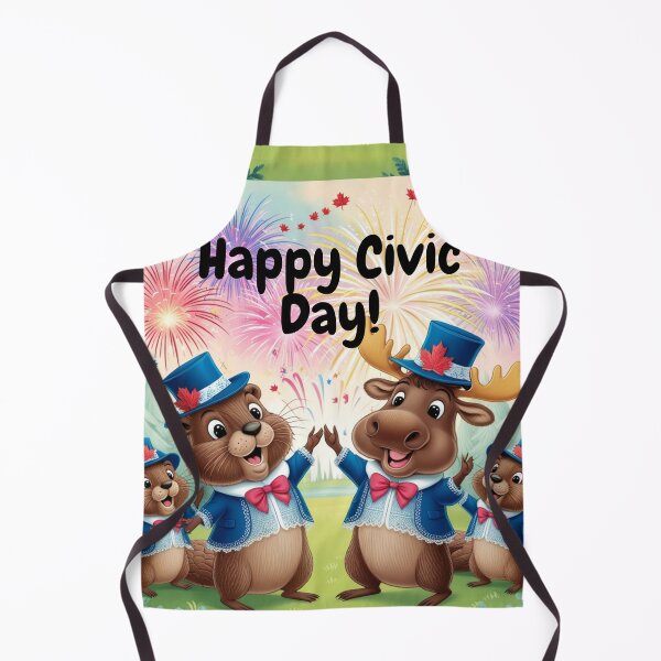 Item preview, Happy Civic Day Canada | Cute Beaver and Moose Fireworks Celebration designed and sold by InspiredCreatives.