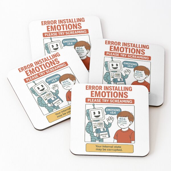 Item preview, Error Installing Emotions – Funny Retro Robot Mental Health Glitch Poster designed and sold by WeaveWhimsy.