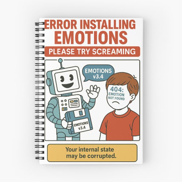 Item preview, Error Installing Emotions – Funny Retro Robot Mental Health Glitch Poster designed and sold by WeaveWhimsy.