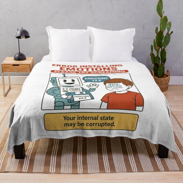 Item preview, Error Installing Emotions – Funny Retro Robot Mental Health Glitch Poster designed and sold by WeaveWhimsy.