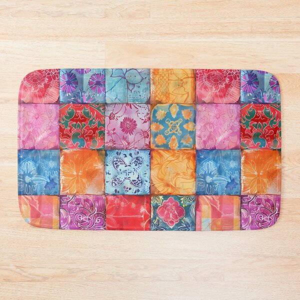 Item preview, Bright Florals Simulated Quilt Blocks designed and sold by Harkins-House.