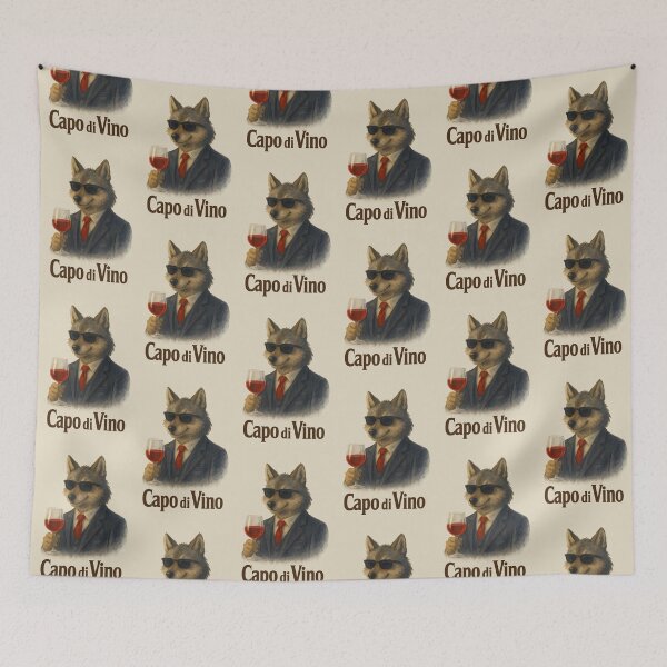 Item preview, Capo di Vino - Mafia Wolf with Wine Funny Illustration designed and sold by WanderMood.