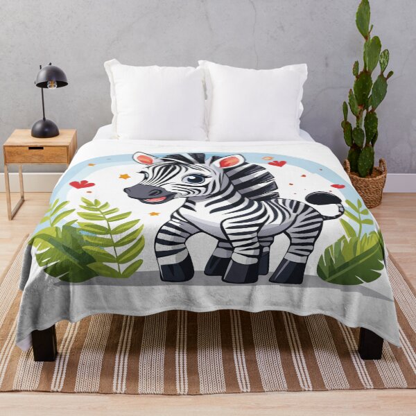 Item preview, Cute zebra cartoon, Wild African Zebra in the grass, Zebra illustration with black and white stripes (Equus quagga, Equus burchellii) designed and sold by Danler.